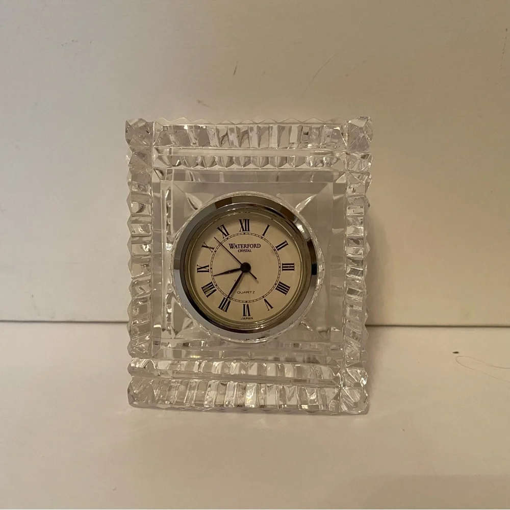 WATERFORD CRYSTAL CLOCK RECTANGLE QUARTZ BATTERY SIGNED IRELAND HOME DECOR